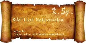 Kállai Szilveszter névjegykártya